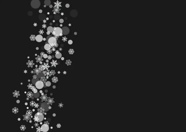 Рождественские Снежинки Черном Фоне Новый Год Горизонтальные Рождественские Снежинки Рамка — стоковый вектор