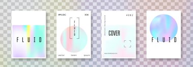 Holografik şekil ayarlandı. Soyut arka planlar. Gradyan örgülü spektrum holografik şekli. 90 'lar, 80' ler modası. Broşür, pankart, duvar kağıdı, mobil ekran için yanardöner grafik şablonu