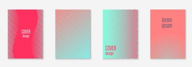 Güzel kapak şablonu. Yarım ton eğimli asgari trend vektörü. Broşür, poster, broşür ve davetiye için Geometrik serin kapak şablonu. Minimalist renkli şekiller. Soyut resimleme.