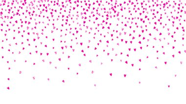 Pembe parıltılı sevgililer günü sınırı. 14 Şubat günü. Sevgililer Günü sınır şablonu için vektör konfetisi. Grunge el çizimi dokusu. Kupon için aşk teması, özel iş ilanı, afiş.