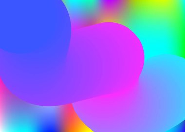 Sıvı dinamiği. Moleküler davet, kart düzeni. Modern modayla birlikte holografik 3d arkaplan. Canlı gradyan örgüsü. Sıvı şekilli ve elementli akışkan dinamik arkaplan.