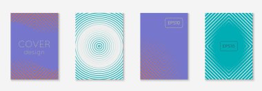 Gradyan kapak şablonu ayarlandı. Yarım tonlu asgari modayla. Afiş, sunum ve broşür için gelecek eğilimli kapak şablonu. Minimalist renkli şekiller. Soyut iş illüstrasyonu
