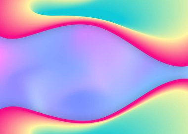 Sıvı sıvı. Pop afişi, dergi çerçevesi. Canlı gradyan örgüsü. Modern modayla birlikte holografik 3d arkaplan. Dinamik elementler ve şekillerle sıvı arkaplan.