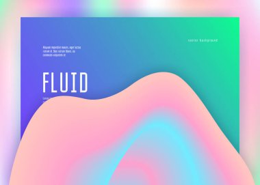 Sıvı sıvı. Yumuşak web sitesi, ekran düzeni. Canlı gradyan örgüsü. Modern modayla birlikte holografik 3d arkaplan. Dinamik elementleri ve şekilleri olan sıvı. İniş sayfası.