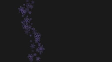 Ultraviyole karla kaplı kar taneleri sınırı. Hediye kuponları, kuponlar, reklamlar, parti etkinlikleri için kış çerçevesi. Tatil afişi için kar tanesi sınırlı bir Noel arkaplanı. Yeni yıl dondurucu zemin