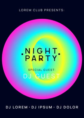 Müzik posteri. Akışkan holografik gradyan şekil ve çizgi. Elektronik ses. Gece dansı yaşam tarzı tatili. Güzel ev gösterisi tasarımı. Yaz festivali ilanı ve müzik afişi..