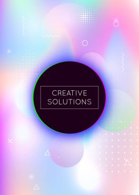 Sıvı şekilli Bauhaus arkaplanı. Gradyan memphis elementleriyle dinamik holografik sıvı. Broşür, pankart, duvar kağıdı, mobil ekran için grafiksel şablon. Hipster Bauhaus geçmişi.