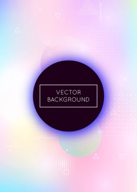 Sıvı şekilli holografik arkaplan. Memphis sıvı elementleriyle dinamik Bauhaus gradyanı. Broşür, ui, dergi, poster, afiş ve uygulama için grafik şablonu. Gelecekçi holografik arkaplan.