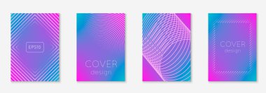 Soyut kapaklar ayarlandı. Yarım ton eğimli asgari trend vektörü. Broşür, poster, broşür ve davetiye için geometrik gelecek şablonu. Minimalist renkli kapak. EPS 10 illüstrasyonunu özetle.