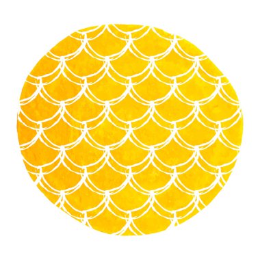 Suluboya denizkızı geçmişi. El kaplaması balık pulu süsüyle çizilmiş. Parlak renkler. Suluboya deniz kızı kuyruğu pankartı ve davetiye. Kız su altında ve deniz altında. Sarı vektör.