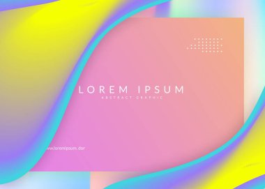 İniş sayfası. Modern modayla birlikte holografik 3d arkaplan. İşletme, pankart düzeni. Canlı gradyan örgüsü. Sıvı dinamik elementler ve sıvı şekilli iniş sayfası.