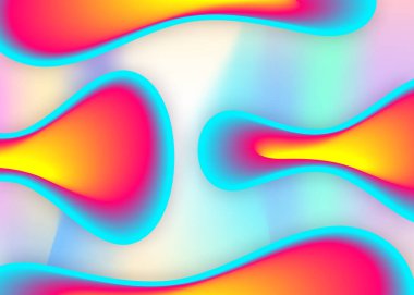 Sıvı arkaplan. Canlı gradyan örgüsü. Modern modayla birlikte holografik 3d arkaplan. Güzel kart, afiş çerçevesi. Sıvı dinamik elementler ve şekillerle akışkan arkaplan.
