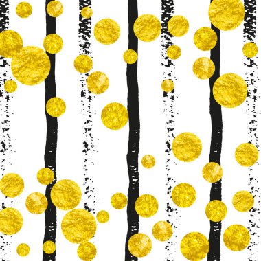 Siyah çizgili altın parıltılı konfeti. Işıl ışıl parlayan, rastgele düşen pullar. Parti davetiyesi, bayrak, tebrik kartı, düğün öncesi parti için altın parıltılı konfeti şablonu.