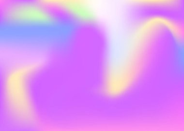 Soyut arkaplan hologramı. Hologramla gradyan örgü arkaplanı. 90 'lar, 80' ler modası. Pankart, sunum, afiş, broşür için Pearlescent grafik şablonu.