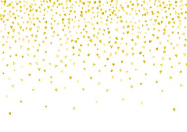 Sevgililer Günü için altın parıltısıyla kalp sınırı. 14 Şubat günü. Kalp sınır şablonu için vektör konfetisi. Grunge el çizimi dokusu. Hediye kuponları, kuponlar, reklamlar, etkinlikler için aşk teması.