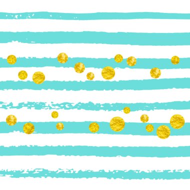 Turkuaz şeritli altın parıltılı konfeti. Parlak parıltılı pullarla rastgele düşen pullar. Parti daveti için altın parıltılı konfeti şablonu, gelin duşu ve davetiye kaydet.