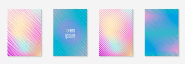 Gradyan kapak şablonu ayarlandı. Yarım tonlu asgari modayla. Afiş, sunum ve broşür için gelecek eğilimli kapak şablonu. Minimalist renkli şekiller. Soyut iş illüstrasyonu