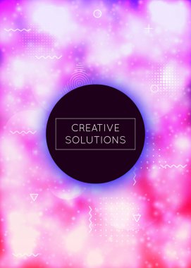 Sıvı neon şekilli floresan kaplama. Mor sıvı. Bauhaus gradyanı ile parlak bir arkaplan. Broşür, ui, dergi, poster, afiş ve uygulama için grafik şablonu. Moda floresan kapağı.