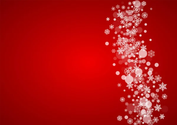 Різдвяна Рама Падінням Снігу Червоному Тлі Санта Клаус Колір Горизонтальні — стоковий вектор