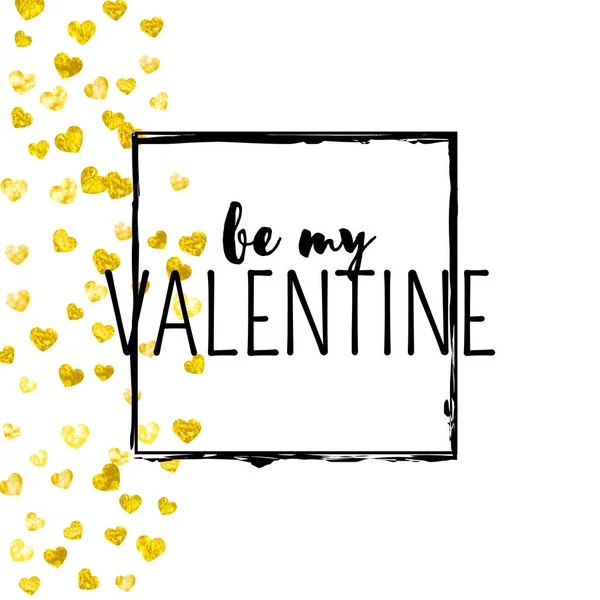 Biglietto San Valentino Con Cuori Glitter Oro Febbraio Coriandoli Vettoriali — Vettoriale Stock