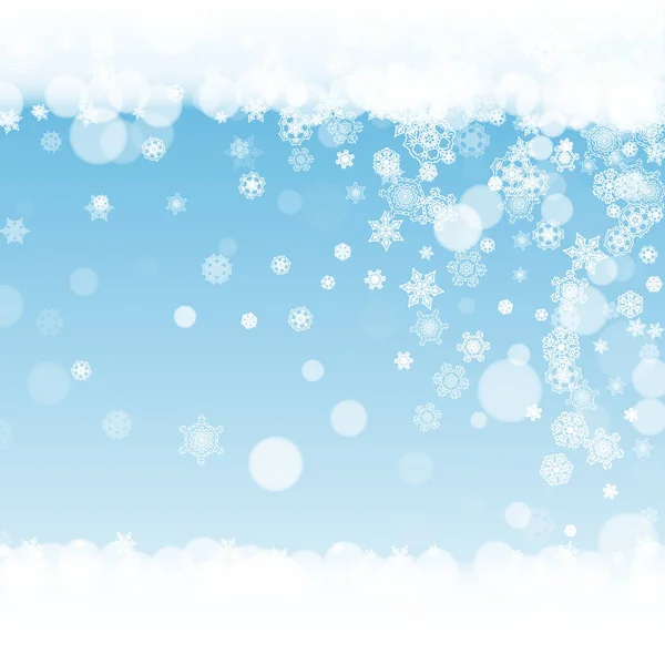 Новогодняя Рамка Голубом Фоне Зимнее Окно Рождество Новый Год Выпадением — стоковый вектор