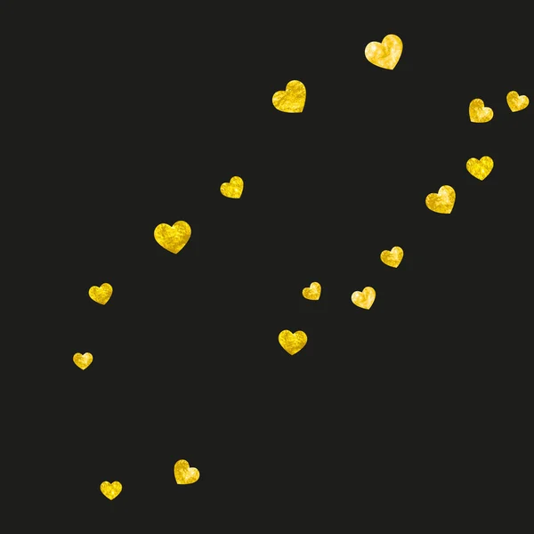 Bruiloft Confetti Met Gouden Glitter Hartjes Valentijnsdag Vector Achtergrond Handgetekende — Stockvector