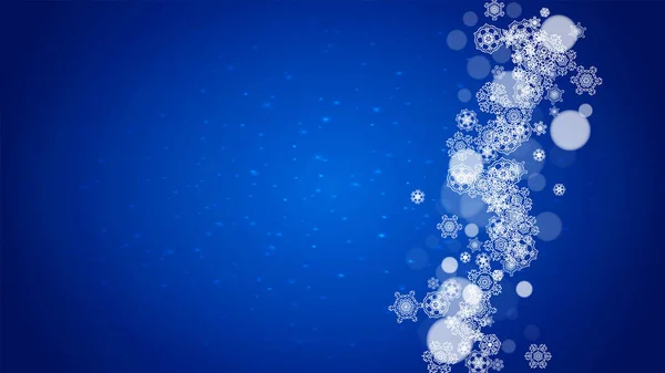 New Year Frame Cold Snowflakes Blue Horizontal Background Sparkles Christmas — Stock Vector