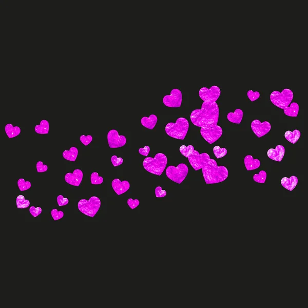 情人节销售带着粉色闪亮的心 2月14日情人节销售模板的向量Confetti 手绘手绘纹理 横幅的爱情主题 — 图库矢量图片