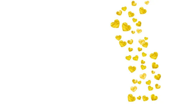 Walentynki Serce Złotym Brokatem Błyszczy Lutego Dzień Wektorowe Konfetti Walentynkowego — Wektor stockowy