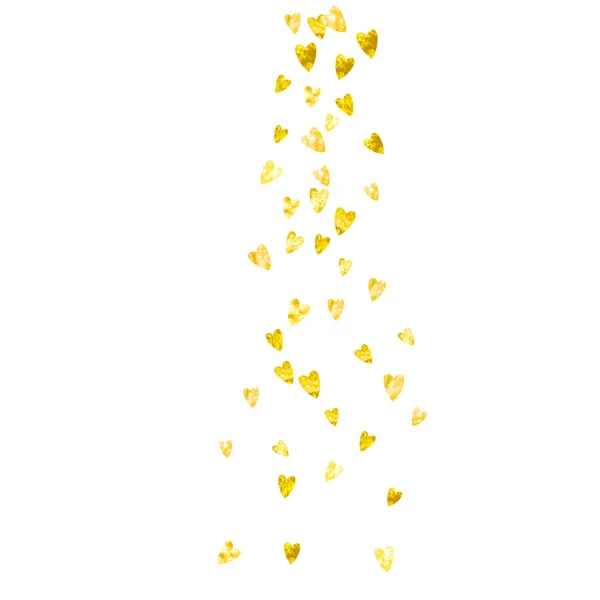 情人节与金光闪闪的心接壤 2月14日情人节当天边界模板的向量Confetti 手绘手绘纹理 横幅的爱情主题 — 图库矢量图片