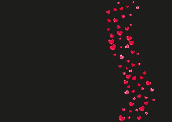 Фон Валентина Красными Блестящими Сердцами Февраля День Векторное Конфетти Валентинного — стоковый вектор