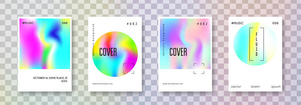 Голографический набор плакатов. Абстрактный фон. Многоцветный голографический плакат с градиентной сеткой. 90-е, 80-е в стиле ретро. Радужный графический шаблон для брошюры, баннера, обоев, мобильного экрана