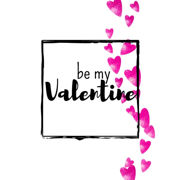 Valentijnskaart Met Roze Glitterhartjes Februari Vector Confetti Voor Valentijnskaart Sjabloon — Stockvector