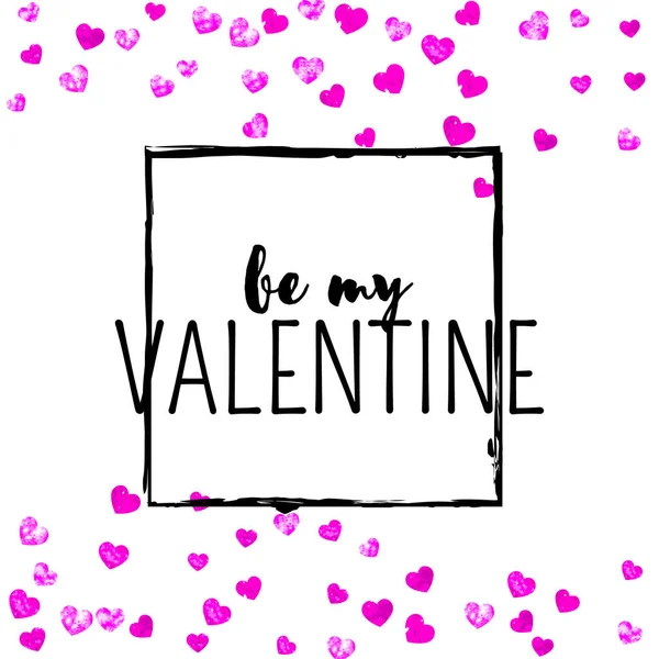 Valentijnskaart Met Roze Glitterhartjes Februari Vector Confetti Voor Valentijnskaart Sjabloon — Stockvector