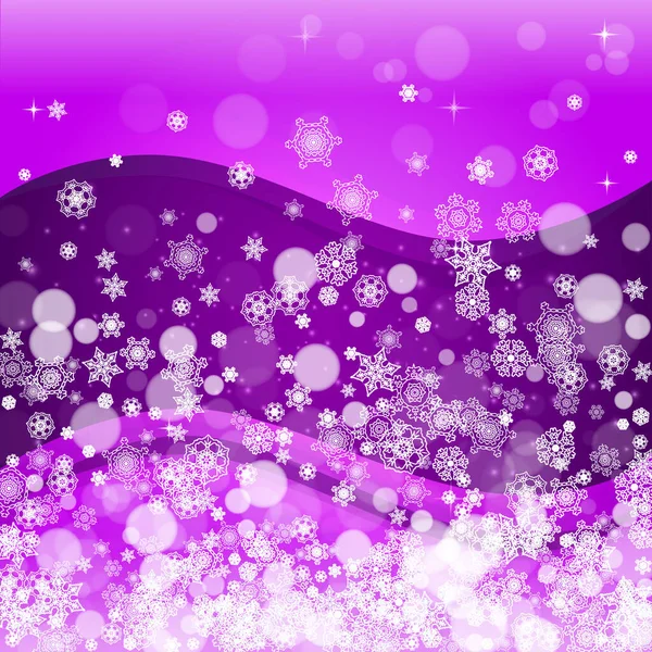 Schneefenster Mit Ultravioletten Schneeflocken Frostige Silvesterkulisse Wintergrenze Für Flyer Geschenkkarte — Stockvektor