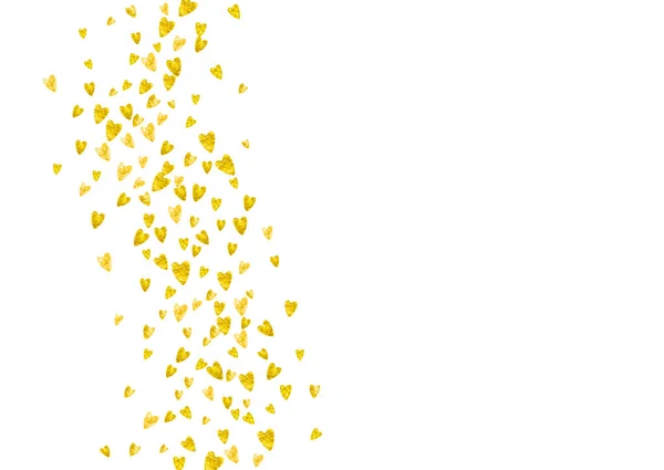 Brauthintergrund Mit Goldenen Glitzerherzen Valentinstag Vektorkonfetti Handgezeichnete Textur Liebe Thema — Stockvektor