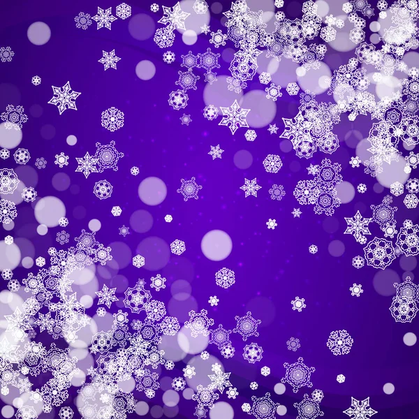 Sníh Ultrafialovými Vločkami Nový Rok Zasněžené Pozadí Zimní Hranice Pro — Stockový vektor