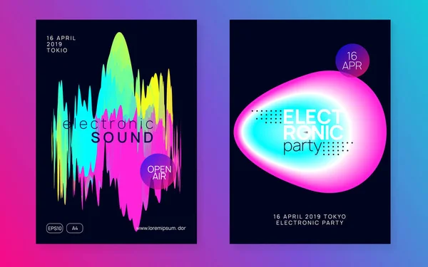 Muziekflyer Klaar Futuristische Electro Event Brochure Lay Out Elektronisch Geluid — Stockvector