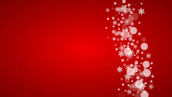 Boże Narodzenie Tło Białymi Płatkami Śniegu Czerwonym Tle Kolory Świętego — Wektor stockowy