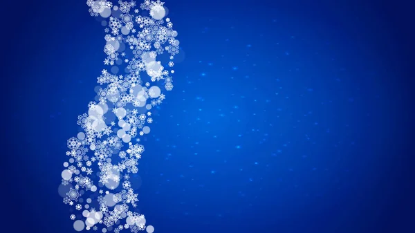 Nieuwjaar Frame Met Koude Sneeuwvlokken Blauwe Horizontale Achtergrond Met Sprankelingen — Stockvector