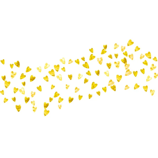 Valentijnsdag Grens Met Gouden Glitter Harten Februari Dag Vector Confetti — Stockvector