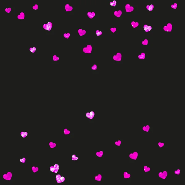 情人节的框架与粉色闪光的心脏 2月14日情人节框架模板的向量Confetti 手绘手绘纹理 优惠券 活动的爱情主题 — 图库矢量图片