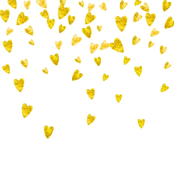 Dia Dos Namorados Moldura Com Corações Brilho Ouro Fevereiro Vector — Vetor de Stock