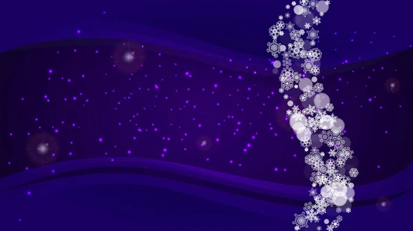 紫色の雪の結晶と冬の境界 新年の背景 チラシ ギフトカード 招待状 ビジネスオファーや広告のための雪のフレーム クリスマスの流行の背景 冬の国境と休日雪のバナー — ストックベクタ