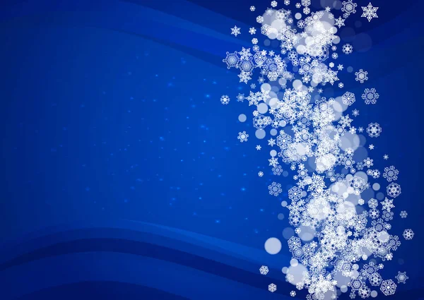 Fondo Navideño Con Copos Nieve Blancos Destellos Ventas Invierno Año — Vector de stock