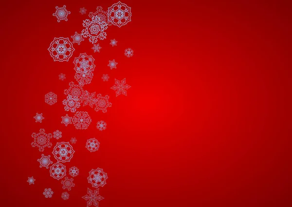 Jul Ram Med Snöflingor Röd Bakgrund Jultomtens Färger Horisontell Jul — Stock vektor
