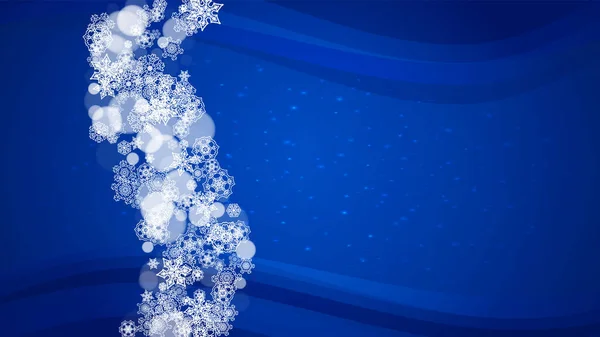 Nieuwjaarsgrens Blauwe Achtergrond Horizontaal Winterthema Kerst Nieuwjaar Grens Met Sneeuwvlokken — Stockvector