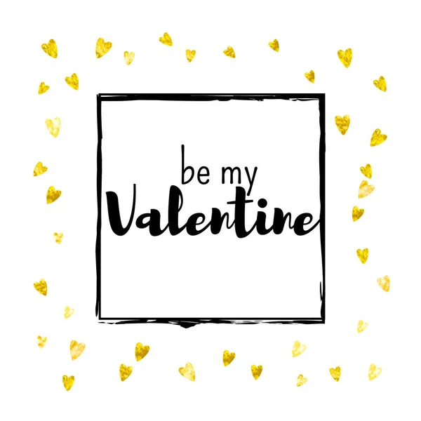 Cartão Dia Dos Namorados Com Corações Dourados Brilhantes Fevereiro Vector —  Vetores de Stock