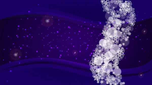 Kerstverkoop Met Ultraviolette Sneeuwvlokken Nieuwjaarsachtergrond Sneeuwlijst Voor Flyer Cadeaubon Uitnodiging — Stockvector