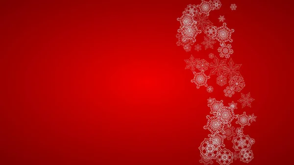 Χριστουγεννιάτικο Φόντο Ασημί Νιφάδες Χιονιού Και Λάμψη Οριζόντια Πρωτοχρονιά Και — Διανυσματικό Αρχείο